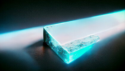 Global glowing crystal, blue tech future background digital illustration