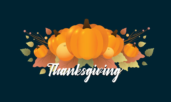 Thanksgiving day banner. Thanksgiving Day, festive dinner concept. Vector illustration for postcard, banner, card, poster, background.