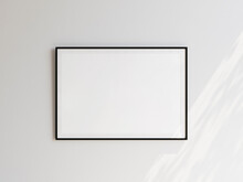Large Landscape Picture With Thin Black Frame Over White Background. Template For Your Content. 3D Illustration.
