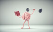 Human brain lifting weight and reading a book. Private lessons and knowledge concept .
