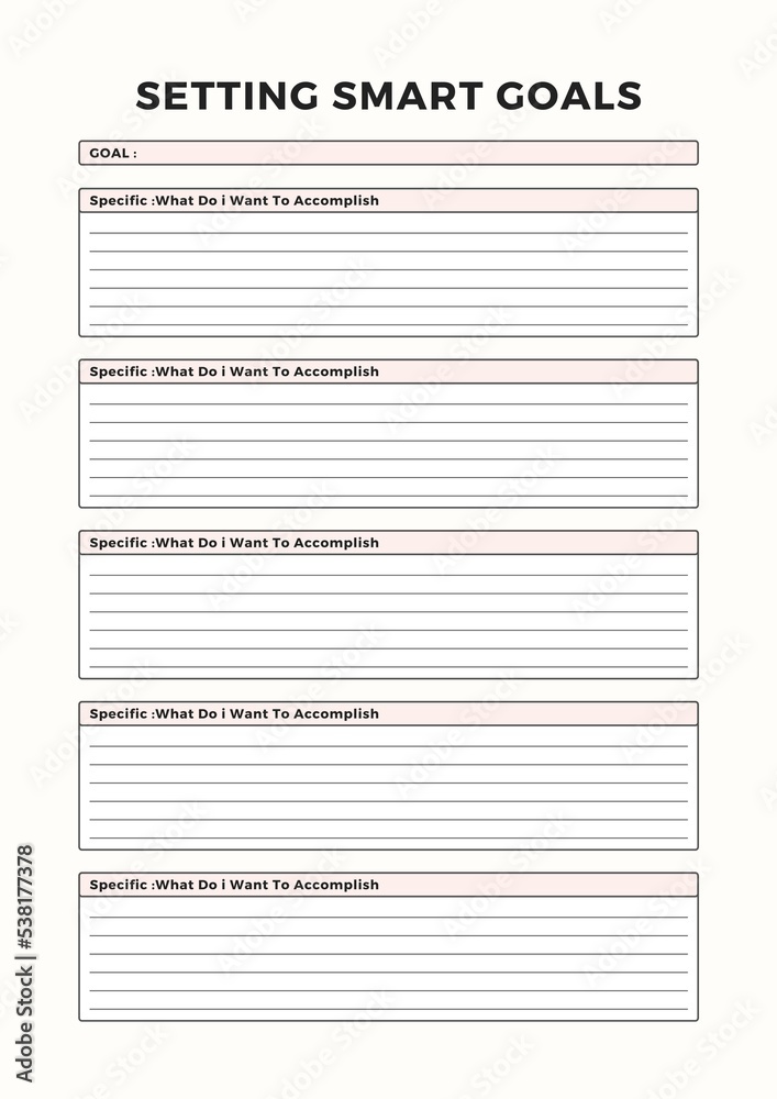 Ilustraci n De Stock A4 size Setting Smart Goals Planner Template ilustraci-n-de-stock-a4-size-setting-smart-goals-planner-template