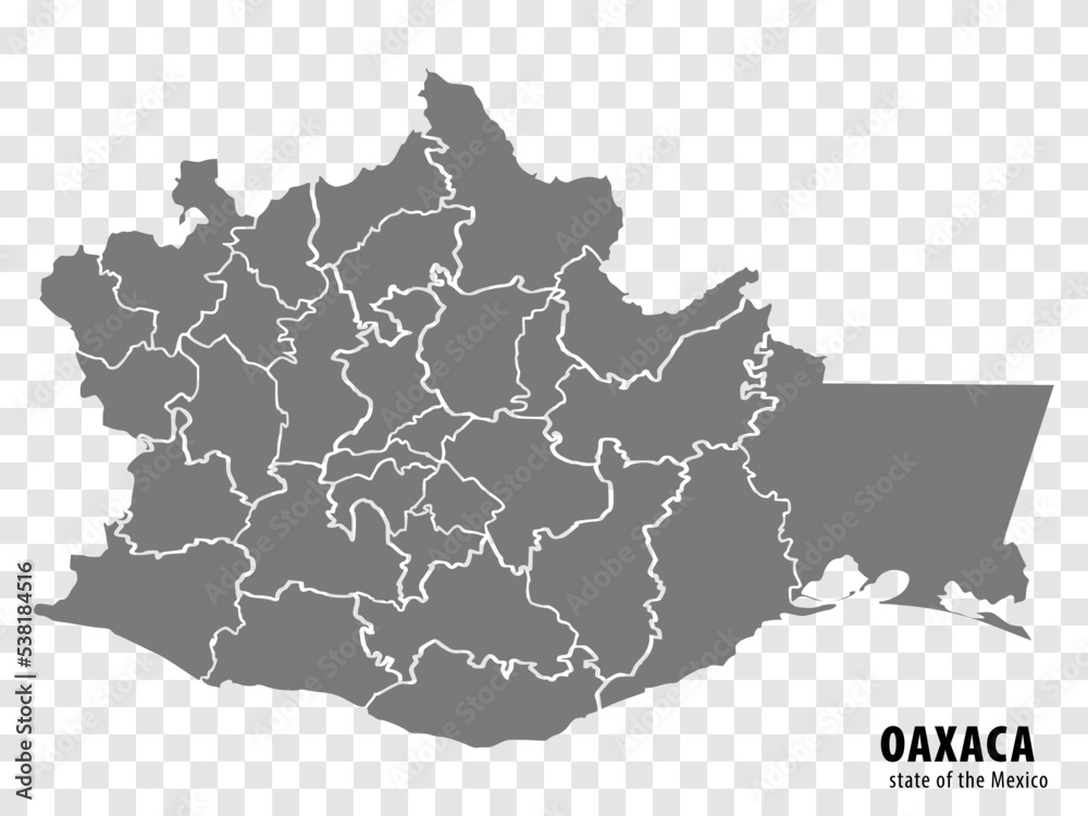 State Oaxaca of Mexico map on transparent background. Blank map of ...