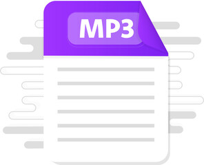 Poster - MP3 file icon. Flat design graphic illustration. Vector MP3 icon