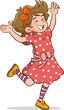 happy cute little girl vector cartoon