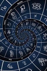 Leinwandbilder - Astrological background with zodiac signs and symbol.