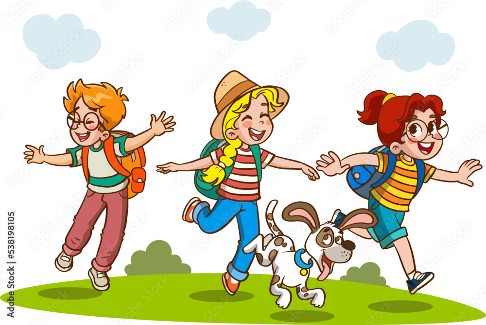 happy cute little kid boy and girl Stock Vector | Adobe Stock