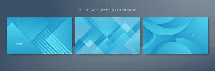 Wall Mural - Set of modern blue abstract background with corporate concept and modern trendy fresh color for presentation design, flyer, social media cover, web banner, tech banner, business, and webinar