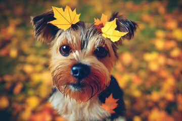 Wall Mural - Terrier puppy enjoying the great outdoors