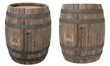 An old, cracked wooden barrel with steel hoops. 3d rendering