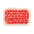 Flat vector illustration of minced meat in a package. A painted product on a white background.