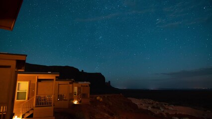 Wall Mural - Monument Valley Summer Milky Way Galaxy Rise Cabins Tilt Up Astrophotography Time Lapse Arizona & Utah Southwest USA Navajo Nation