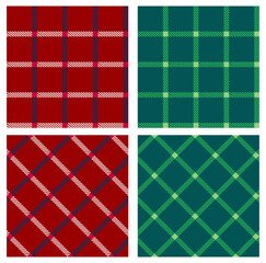 Poster - Vector seamless patterns - red, green. Cell. For fabric, plaid, bedspread, shirt, scarf, etc.