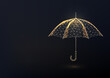 Abstract gold polygonal umbrella as symbol of protection, insurance isolated on black background