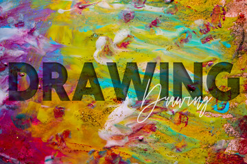 Poster - Abstract Natural Luxury art, fluid painting with Drawing text, alcohol ink technique. Image incorporates the swirls of marble granite.