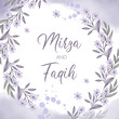 © Mirza Yannah - Classic circle purple flower wreath frame invitation card