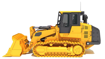 Wall Mural - Track Loader heavy construction machinery 3D rendering on white background