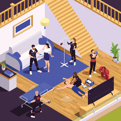 Wall Mural - Ambulance Team Isometric Background