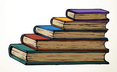 Wall Mural - Vector outline illustration. Symbol of knowledge: a pile of books