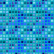 © Nataliia - Watercolor blue green square mosaic seamless pattern. Illustration on turquoise background. For fabric, sketchbook, wallpaper, wrapping paper.
