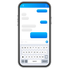 Poster - chat interface application with dialogue window. clean mobile ui design concept. sms messenger