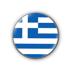 Wall Mural - Greece flag. Round badge in the colors of the Greece flag. Isolated on white background. Design element. 3D illustration.