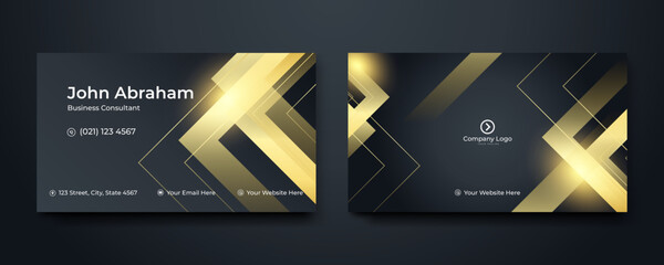 Poster - Modern luxury black and gold business card design template. Modern Business Card - Creative and Clean Business Card Template. Luxury business card design template. Vector illustration