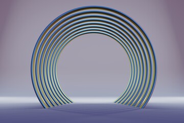 Aufkleber - Abstract scene background. Product presentation, mock up. geometric  shiny swirl background. Starburst dynamic rings. 3d rendering illustration Background pattern for design..