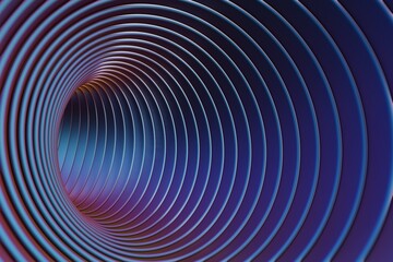 Poster - Sci-fi tunnel. Abstract multicolour tunnel as background in the style of cyberpunk or high-tech future. 3d rendering illustration..