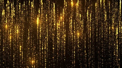Fototapete - Golden particles animation. Loopable going up event sequence with glow flares.