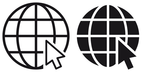 Aufkleber - ofvs186 OutlineFilledVectorSign ofvs - globe mouse click cursor vector icon . pointer . cyberspace . cyber attack . isolated transparent . black outline and filled version . AI 10 / EPS 10 . g11525