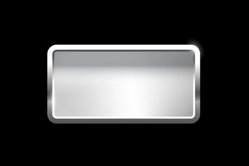 Poster - silver rectangle button with frame vector illustration. 3d steel glossy elegant design for empty emb
