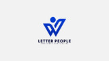 Fototapeta  - Letter w logo connected people vector design template