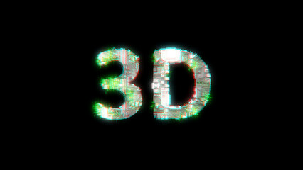 Poster - shining cybernetical text 3D on black - meta universe concept, isolated - object 3D rendering