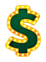 Sticker - dollar retro cinema light bulb sign alphabet