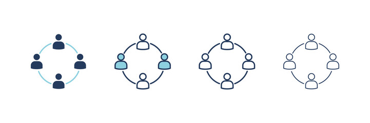 Poster - People team icon. Collaboration vector symbol. Filled and Linear style sign for mobile concept and web design. Teamwork symbol illustration. Pixel vector graphics - Vector