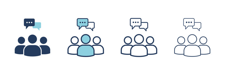 Poster - People communication icon. Collaboration vector symbol. Filled and Linear style sign for mobile concept and web design. Teamwork symbol illustration. Pixel vector graphics - Vector