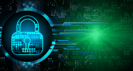 Closed Padlock on digital background, cyber security