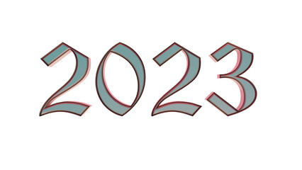 Poster - Pink blue 3d number 2023. New year and christmas.