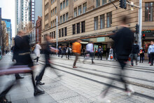 Lunch Hour Pedestrians On George Street, Sydney