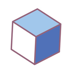 Aufkleber - Psychedelic cube concept. Abstract geometric figure of blue color. Sticker for social networks and instant messengers. Fantasy, imagination and hallucinations. Cartoon flat vector illustration