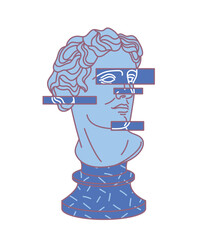 Aufkleber - Antique psychedelic statue. Bust, medieval creativity and art. Sticker for social networks and messengers. Graphic element for printing on fabric, poster or banner. Cartoon flat vector illustration