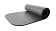 gym mat dark grey partly rolled up isolated
