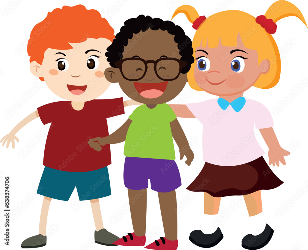 Illustration of three friends hanging out with each other isolated on a  white background Stock Vector | Adobe Stock, image size:1000x812