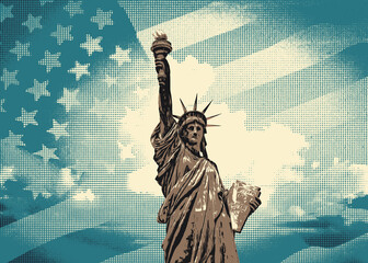 Statue of liberty popart retro design