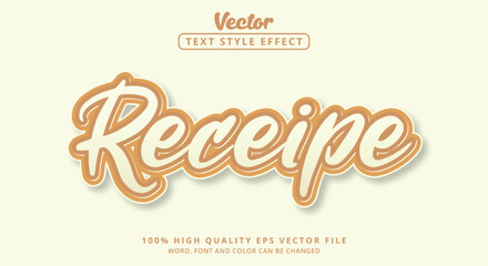Poster - Editable text effect, Receipe text with layered style with combination brown and cream color