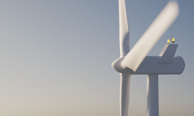 wind power turbine in open landscape - 3D Illustration