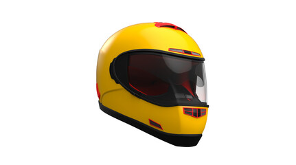 Yellow Helmet Side View.  PNG. 3D Render. 3D Illustration.