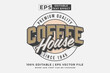 © Hasbi Creative - Editable text effect coffee house logo 3d vintage style premium vector