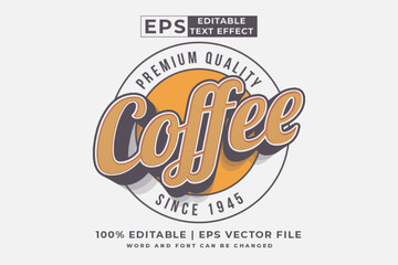 Poster - Editable text effect coffee logo 3d vintage style premium vector
