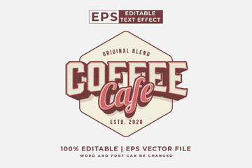 Poster - Editable text effect coffee cafe logo 3d vintage style premium vector